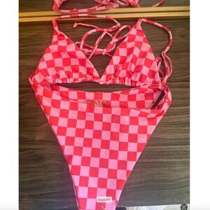 Skatie Pink Checkered Bikini